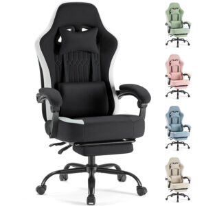 Sweetcrispy Computer Gaming Chair - High Back Ergonomic Desk Chair with Footrest and Lumbar Support, Height Adjustable Task Chair with Linkage Armrests and Headrest, 360° Swivel...