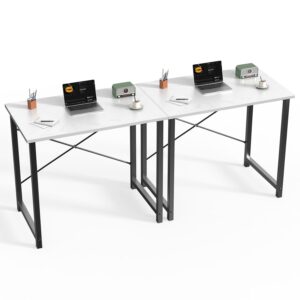 Sweetcrispy Small Computer Office Desk 32 Inch Kids Student Study Writing Work with Metal Frame Wood Tabletop Modern Simple Home Bedroom PC Table - White, 2 Pack