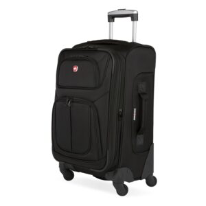 SwissGear Sion Softside Expandable Luggage โ Carry-On Suitcase with 360 Degree Wheels & Retractable Handle โ 21 Inch, Perfect for 1-3 Night Trips โ Black
