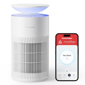 SwitchBot Air Purifiers for Home Large Room with Matter Up to 3620 ft², 20dB, Washable Pre-filter, Pet Mode, 10 RGB Colors, Aromatherapy, Work with Apple Home, Alexa,...