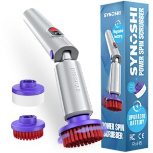 SYNOSHI PRO Electric Spin Scrubber, Cordless Cleaning Brush Bathroom Scrubber. Waterproof Shower Cleaner Brush with Adjustable Angles, 2 Speed, 180Min Work Time for Floor,...