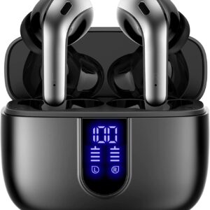 TAGRY Bluetooth Headphones True Wireless Earbuds 60H Playback LED Power Display Earphones with Wireless Charging Case IPX5 Waterproof in-Ear Ear buds with Mic for TV Smart Phone...