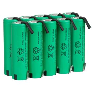 Tenergy AA 1.2V NiMH 2000mAh Flat Top Rechargeable AA Batteries with Tabs, 10 Pack