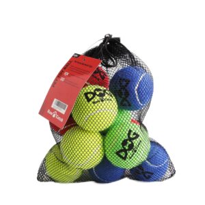 Tennis Balls for Dogs - 12 Pack 2.5'' Durable Non-Toxic Outdoor Dog Toys Balls with Mesh Bag, SGS Certified, Colorful Fetch Toys, Medium Large Breeds (Non Squeaky)