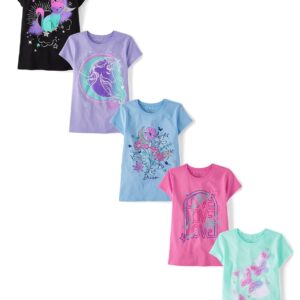 The Children's Place Girls' Trends,Icons Short Sleeve Graphic T-Shirts,5 Pack