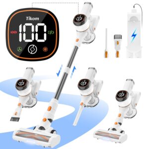 Tikom V500 Cordless Vacuum Cleaner for Home, 40000Pa/450W Stick Vacuum with LED Touch Screen, Charging Wall Dock, Anti-Tangle, Lightweight Handheld Vacuum for Pet Hair, Hard...