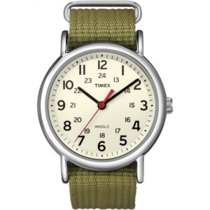 Timex Weekender 38mm Unisex Analog Watch | INDIGLO Backlight | Adjustable Durable Nylon Fabric Slip Through Strap | 24 Hour Time