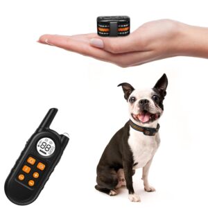Tiniest Dog Shock Collar, Lightest Dog Training Collar with Remote for Small Dogs 5-15lbs & Medium Large Dogs/Puppies, Waterproof, Rechargeable, 1300ft Range (Orange&Ultra Tiny)