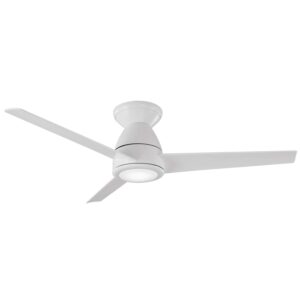 Tip Top Smart Indoor and Outdoor 3-Blade Flush Mount Ceiling Fan 44in Matte White with 3000K LED Light Kit and Remote Control works with Alexa, Google Assistant, Samsung Things,...
