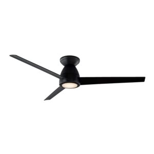 Tip Top Smart Indoor and Outdoor 3-Blade Flush Mount Ceiling Fan 52in Matte Black with 3000K LED Light Kit and Remote Control works with Alexa, Google Assistant, Samsung Things,...