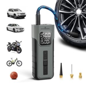 Tire Inflator Portable Air Compressor, 1 Min Fast Inflation Cordless Bike Pump with Digital Pressure Gauge LED Light, 150 PSI Electric Air Pump for Car Tires, Bicycle,...