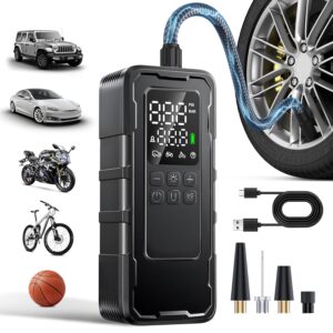 Tire Inflator Portable Air Compressor, 180 PSI & 25000mAh Portable Cordless Air Pump for Car Tires, 4X Faster Tire Inflator with Tire Gauge Pressure for Car, Motorcycle,...