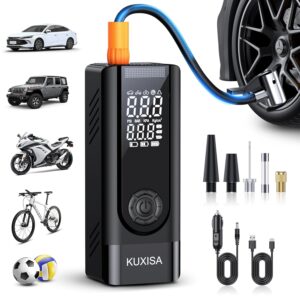 Tire Inflator Portable Air Compressor, 180PSI Air Compressor with Digital Pressure Gauge, 3X Faster Portable Air Pump for Car, Motorcycle, Bicycle, Ball and More(Black)