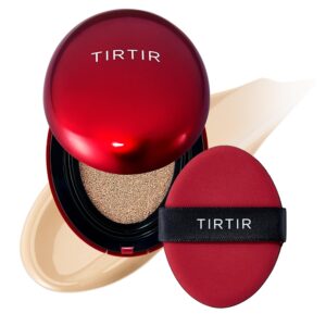 TIRTIR Mask Fit Red Cushion Foundation | Full coverage, Weightless, Skin fit, Satin Glow Finish, Korean Makeup BB Foundation, beauty, Tattoo cover up, Buildable (#21W Natural...