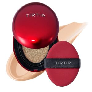 TIRTIR Mask Fit Red Cushion Foundation | Full coverage, Weightless, Skin fit, Satin Glow Finish, Korean Makeup BB Foundation, beauty, Tattoo cover up, Buildable (#23N Sand, 0.63...