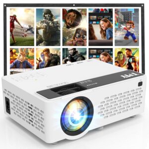 TMY 720P Full HD Portable Mini Projector, Upgraded Bluetooth Movie Projector with Screen, Compatible with TV Stick Smartphone/HDMI/USB, Indoor & Outdoor Use