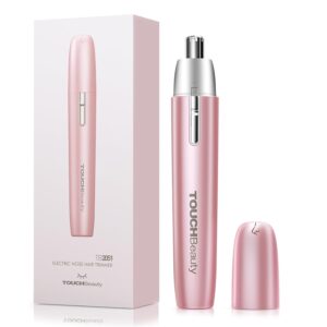 TOUCHBeauty Electric Ear and Nose Hair Trimmer for Women, Pink Mini Painless Shaver, Hypoallergenic Round Tip, Travel Friendly and Easy Clean