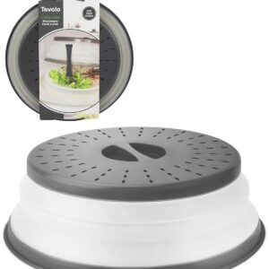 Tovolo Microwave Splatter Cover for Food, Medium (Charcoal) - Collapsible & Vented Silicone Splatter Guard Lid - Microwave Plate & Dish Cover with Handle - BPA-Free Kitchen...