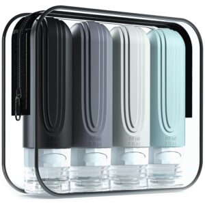Travel Bottles for Toiletries, Tsa Approved 3oz Travel Size Containers BPA Free Leak Proof Refillable Liquid Silicone Squeezable Travel Accessories for Shampoo Conditioner...