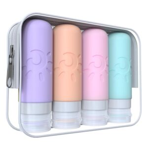 Travel Bottles for Toiletries, TSA Approved Travel Containers 3oz Leak Proof Travel Tubs Refillable Liquid Travel Accessories for Shampoo Conditioner Lotion Body...