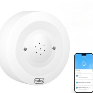 TUBY WiFi Water Leak Detector – No Hub Required, Easy Installation Smart Sensor for Home, Basement, Kitchen, Bathroom – Moisture Sensor, Wireless, IP55 80dB Alarm Flood Sensors