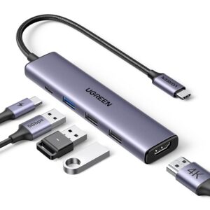 UGREEN Revodok 105 USB C Hub 5 in 1 Multiport Adapter 4K HDMI, 100W Power Delivery, 3 USB-A Data Ports, USB C Dongle for MacBook Pro/Air, iPad Pro, iMac, iPhone 16 Pro/Pro Max,...