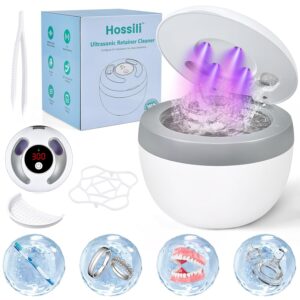 Ultrasonic Retainer Cleaner Machine, 45kHz 200ML Dental Cleaning Pod with 4 Wash Modes, Digital Timer for Denture Cleaner, Aligners, Mouth Guards, Braces, Jewelry & Toothbrush...