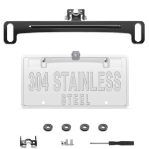 Universal Car Rear View Camera License Plate Bracket,Upgraded Full Stainless Steel Backup Camera Mount Dash Cam Mirror Camera Accessory Rear Camera Mount,Only Installation...
