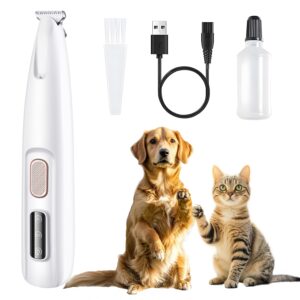 Upgraded Dog Paw Trimmer with LED Light, Paw Trimmer for Dogs Electric, Cordless Small Pet Hair Clippers Low Noise, Grooming Shaver for Dog's and Cat's Eyes Face Ears Feet,...