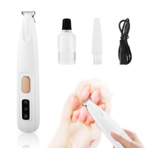 Upgraded Electric Dog Paw Trimmer, Paw Trimmers for Dog's Feet, Rechargeable Pet Shaver with LED Light, Low Noise Pet Hair Clippers for Paws Eyes Ears Face Rump