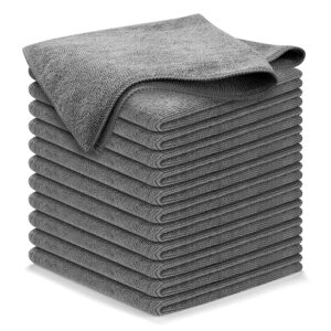 USANOOKS Microfiber Cleaning Cloth Grey - 12 Pcs (12.5"x12.5") - High Performance - 1200 Washes, Ultra Absorbent Microfiber Towel Weave Grime & Liquid for Streak-Free Mirror...