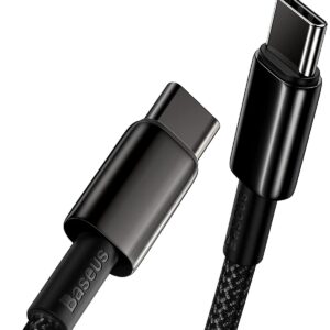 USB C Cable, Baseus 100W PD 5A Fast Charging USB C to USB C Cable, Nylon Braided USB Type C Charger Cable for iPhone 15, MacBook, iPad, S24/S23+