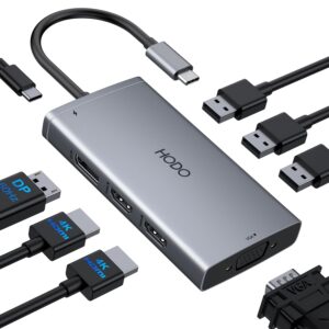 USB C Docking Station Dual Monitor Adapter for Dell HP, Laptop Docking Station 3 Monitors Quad Display USB C Hub Dongle to 4K HDMI+DP+VGA,3 USB2.0,100W PD,8 in 1 Thunderbolt...