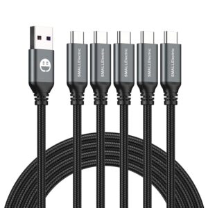 USB Type-C to A Cable 5pack 6ft Braided Fast Charging 3A Quick Charger Cord, 6 Foot Compatible iPhone 17/17 Pro/16e/16/15 Pro Max,Samsung Galaxy S10 S9 S8 Plus, Note 10 9 8, LG...