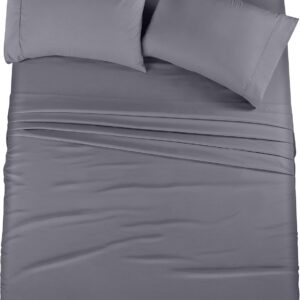 Utopia Bedding Queen Sheet Set โ 4 Piece Bed Sheets for Queen Size Bed, Soft and Breathable Microfiber, Includes 1 Fitted Sheet, 1 Flat Sheet and 2 Pillowcases (Grey)