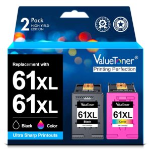 Valuetoner 61XL Ink Cartridges Replacement for HP 61 Ink Cartridge Combo Pack 61XL Works with HP Envy 4500 4502 5530 Deskjet 2540 3510 OfficeJet 4630 Printer (1 Black, 1...
