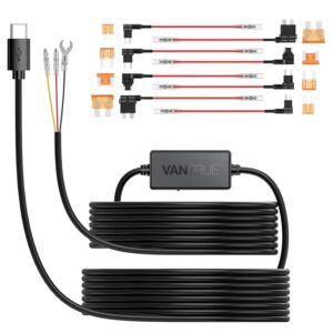 Vantrue 11.5ft USB-C Hardwire Kit (12Vโ24V to 5V) with Acc Functionality, Low Voltage Protection for N4(S)/N4 Pro(S)/N5(S)/N2X/E1 Pro/E360/ACE/E1 Lite/E2/S1 Pro(MAX)
