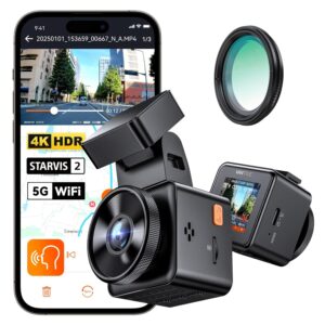 Vantrue E1 Pro 4K Mini Dash Cam Front, STARVIS 2 PlatePix HDR Night Vision Car Camera, Built-in 5G WiFi GPS, 1.54'' IPS Screen, Voice Control, 24/7 Buffered Parking Mode,...