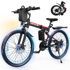 VARUN Folding Electric Bike - Peak 750W Motor Ebike for Adults, Mountain E Bike with 48V Removable Battery, Up to 20+MPH 50 Miles, 21-Speed Gears & Dual Hydraulic Suspension