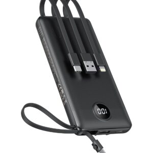 VEEKTOMX Portable Charger Built-in Cables,10000mAh Power Bank for iPhone,Fast Charge USB C Battery Pack Travel Essentials Powerbank Compatible with iPhone 17/16/15/14, Samsung...