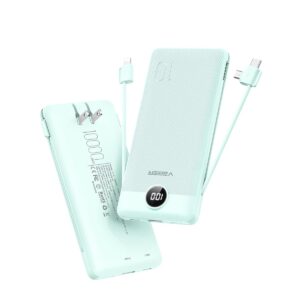 VEGER Portable Charger for iPhone with Built in Cables and Wall Plug, 10000mah Slim Fast Charging USB C Power Bank, Travel Essential Battery Pack Compatible with iPhone, iPad,...