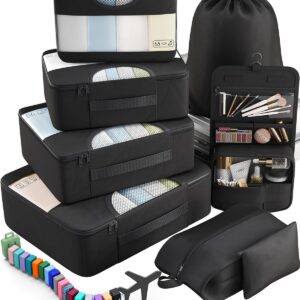 Veken 10 Set/8 Set Packing Cubes for Travel Essentials, Suitcase Organizer Bags in 4 Sizes, Carry-On Luggage Accessories with Large Laundry & Toiletry Bag, Must-Have for...