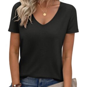 VICHYIE Summer Tops Women Short Sleeve Shirts Beach Vacation Outfits Plus Size Tshirts Casual Loose Clothes