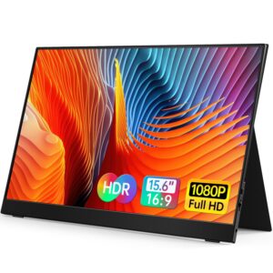 VILVA Portable-Monitor-for-Laptop - 15.6'' 1080P FHD IPS Display USB-C HDMI Portable Monitor for Laptop with Cover and Speakers External Monitor for Laptop/PC/Mac/Phone/Xbox...