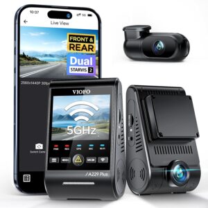 VIOFO A229 Plus Dash Cam Front and Rear, Dual STARVIS 2 Sensors, 2 Channel HDR, 1440P+1440P Voice Control Car Dash Camera, 5GHz Wi-Fi, Support 512GB Max, Voice Control,...