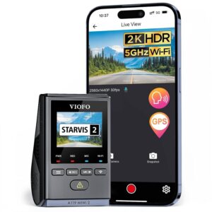 VIOFO Dash Cam A119 Mini 2, STARVIS 2 Sensor, 2K 60fps/HDR 30fps Voice Control Car Dash Camera with 5GHz Wi-Fi GPS, Night Vision 2.0, 24H Parking Mode, Supercapacitor, Support...