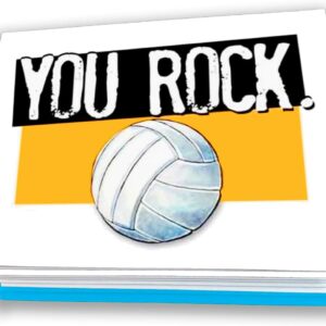 VOLLEYBALL YOU ROCK Note Cards 12-Pack (4.25"x5.5") Illustrated Sports Powercards Thank You Note Card Set Awesome for Volleyball Players, Coaches, Fans and Fanatics - They'll...