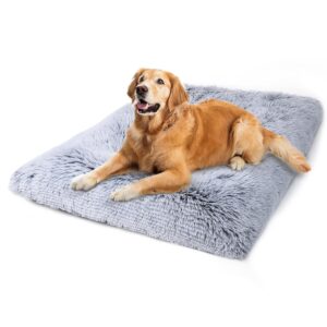 Vonabem Large Dog Bed Crate Pad 36 inch, Washable Pet Beds Medium Small Sized Dogs, Deluxe Plush Anti-Slip Puppy Mats for Sleeping, Soft Kennel Pads 35 * 23 inch Grey
