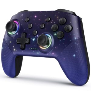 VOYEE Switch Controller, LED Star Wireless Pro Controllers Compatible with Lite/OLED, Multi-Platform Windows PC with 9 Colors Colorful RGB...