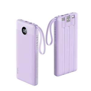 VRURC Portable Charger Power Bank, 10000mAh Travel Essentials Battery Pack, 5 Outputs 2 Inputs Slim Charging Bank Built-in Cables Cords Wires Compatible with...